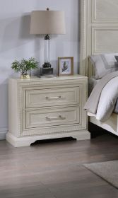 Beautiful Transitional Style 1pc 2-Drawer Nightstand White Cream Finish Wooden Home Bedroom Furniture