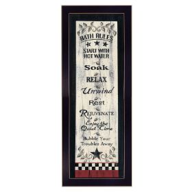 "Bath Rules" By Linda Spivey, Printed Wall Art, Ready To Hang Framed Poster, Black Frame