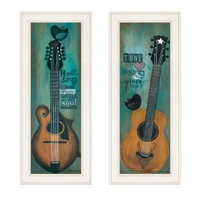 "Tune my Heart and I will Sing" 2-Piece Vignette by Tonya Crawford, White Frame