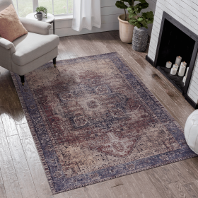 Naar Area Rugs 4x6, Washable Rug, Low-Pile, Non-Slip, Non-Shedding, Foldable, Kid & Pet Friendly - Area Rugs for living room, bedroom, kitchen