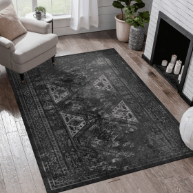 3x5 Area Rugs, Washable Rug, Low-Pile, Non-Slip, Non-Shedding, Foldable, Kid & Pet Friendly - Area Rugs for living room, bedroom, kitchen