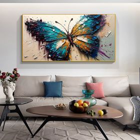 Handmade Oil Painting Original Textured Butterfly Oil Painting On Canvas Large Wall Art Abstract Colorful Animal Painting Custom Boho Wall Decor Home (style: 01, size: 100x150)