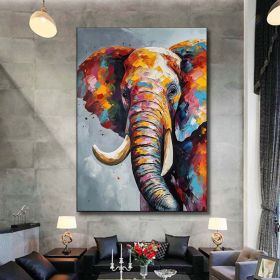 Hand Painted Oil Painting Boho Wall decor Colorful elephant Oil Painting on Canvas animal painting art large 3d wall art original painting Texture Acr (style: 01, size: 60x90cm)